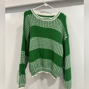 CUTE GREEN AND WHITE SWEATER! NEVER WORN